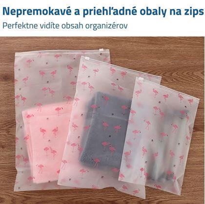 Obrázok z Súprava nepremokavých cestovných tašiek - plameniak