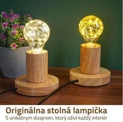 Obrázok z Drevená stolná lampa so žiarovkou - teplé svetlo