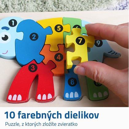 Obrázok z Drevené puzzle s číslami - delfín