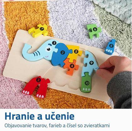 Obrázok z Drevené puzzle s číslami - slon