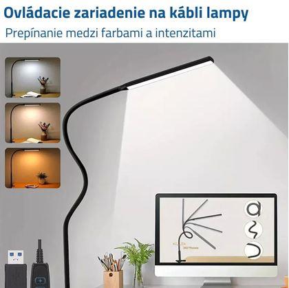 Obrázok z Flexibilná stmievateľná stolná LED lampa s klipom