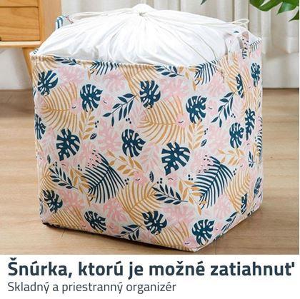 Obrázok z Úložný kôš na textil so sťahovacou šnúrkou - listy