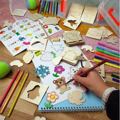 Obrázok Drevená sada na obkresľovanie 100 ks