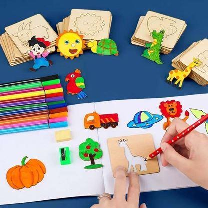 Obrázok Drevená sada na obkresľovanie 100 ks