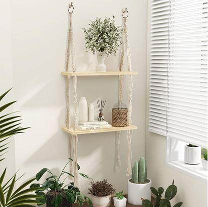 Obrázok Závesná macrame polička, 2 poschodia